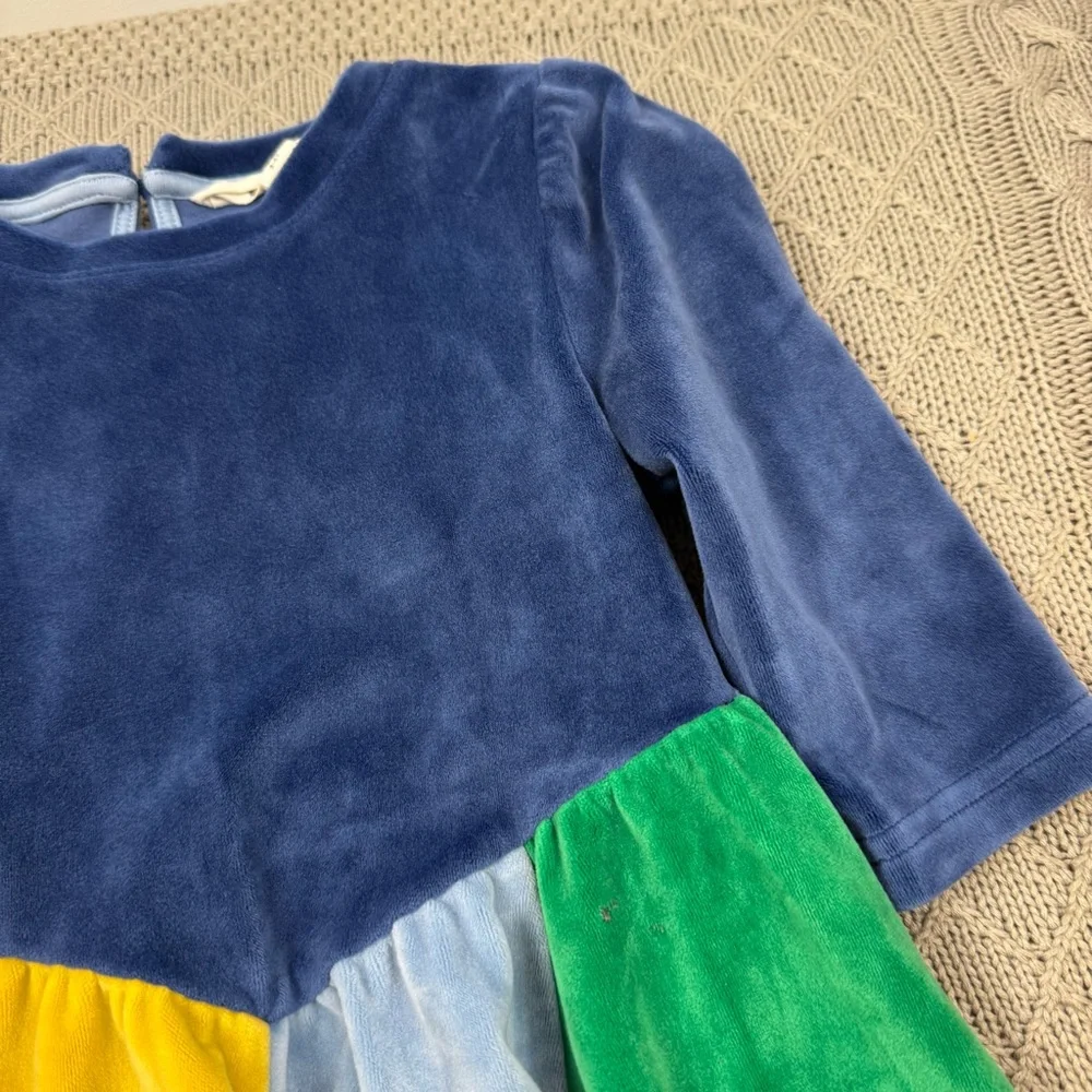 Mini Boden Rainbow Velour Girls Twirl Dress 3/4